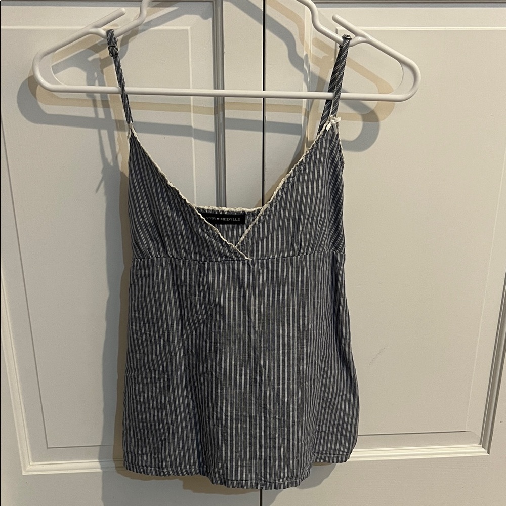 Brandy Melville Blue and White Striped Tank Top